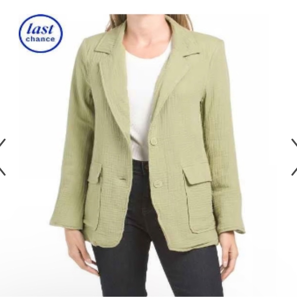 STOOCH Gauze Shell Flap Pocket 2-button Blazer Moss Green